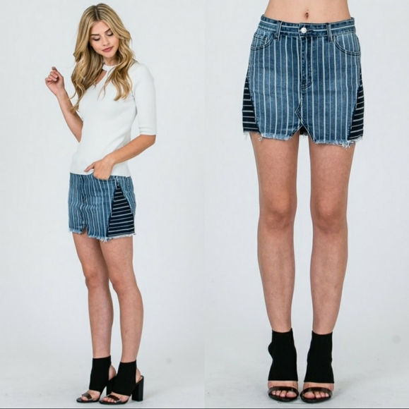 RELISTED Litz mixed stripe denim mini skirt - Picture 6 of 6